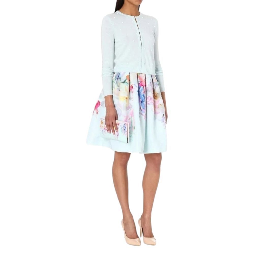 TED BAKER Hanging Gardens Floral Print Fit & Flare Full Skirt Size: 1